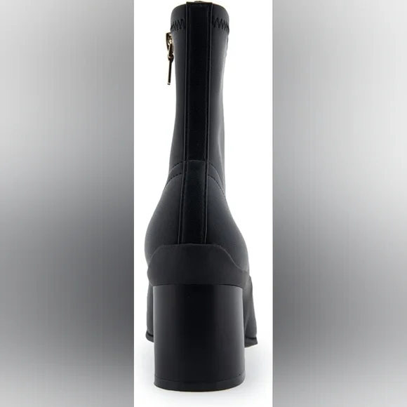 🆕️ AEROSOLES Corinda Heeled Boots Black Stretch Faux Leather - Picture 3 of 8